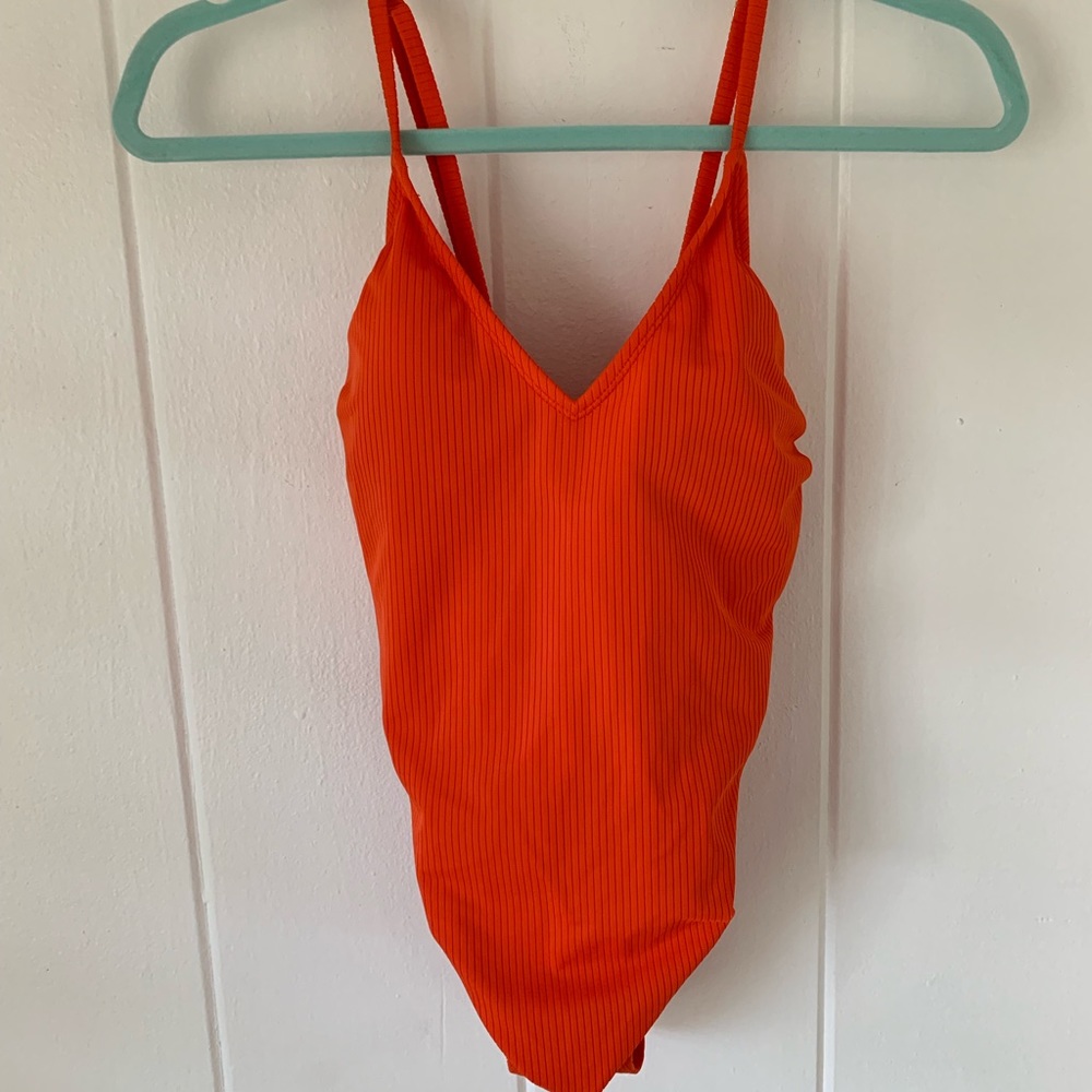 Orange one piece swimsuit